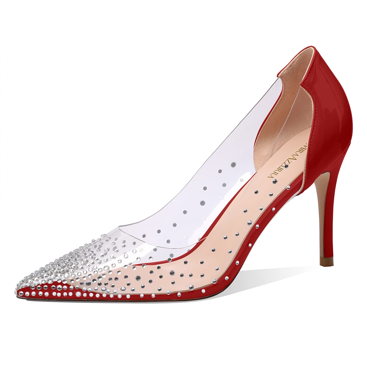 MIRAAZZURRA Women's Clear Heels Rhinestone Stiletto Pumps - Pointed Toe Transparent PVC Wedding Shoes for Brides, Party & Evening Dress | Perfect for Prom, Cocktail Events & Special Occasions