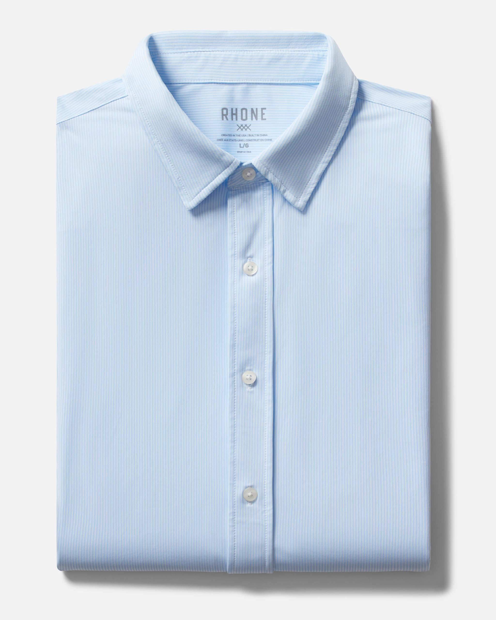 Rhone Men's Commuter Performance Dress Shirt - Wrinkle Resistant & Machine Washable Slim Fit Button Down Shirt for Business & Travel | Office Wear & Casual Outfits