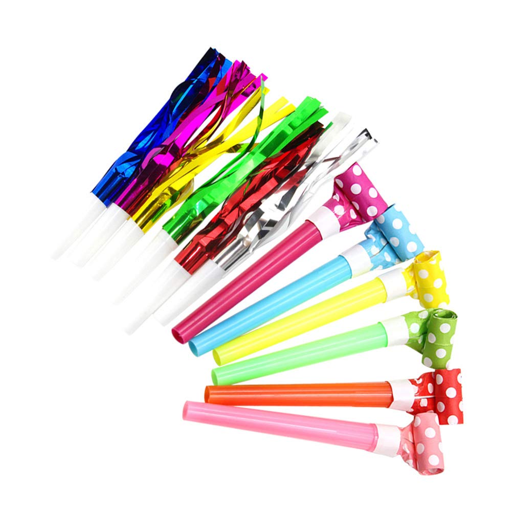 Amosfun 62pcs Christmas Party Favor Bags - Happy Birthday Banner, Airplane Toys, Blowout Whistles, Mushroom Cupcake Toppers & Noise Makers for Kids Birthday Celebrations, Christmas Stocking Stuffers & Classroom Party Favors