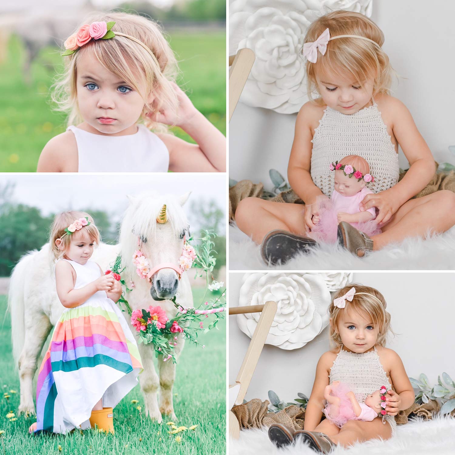 LittleJoJo Baby Girl Headbands & Bows - Soft Nylon Hair Accessories for Newborn, Infant & Toddler | Perfect for Photography, Birthday Parties & Everyday Wear