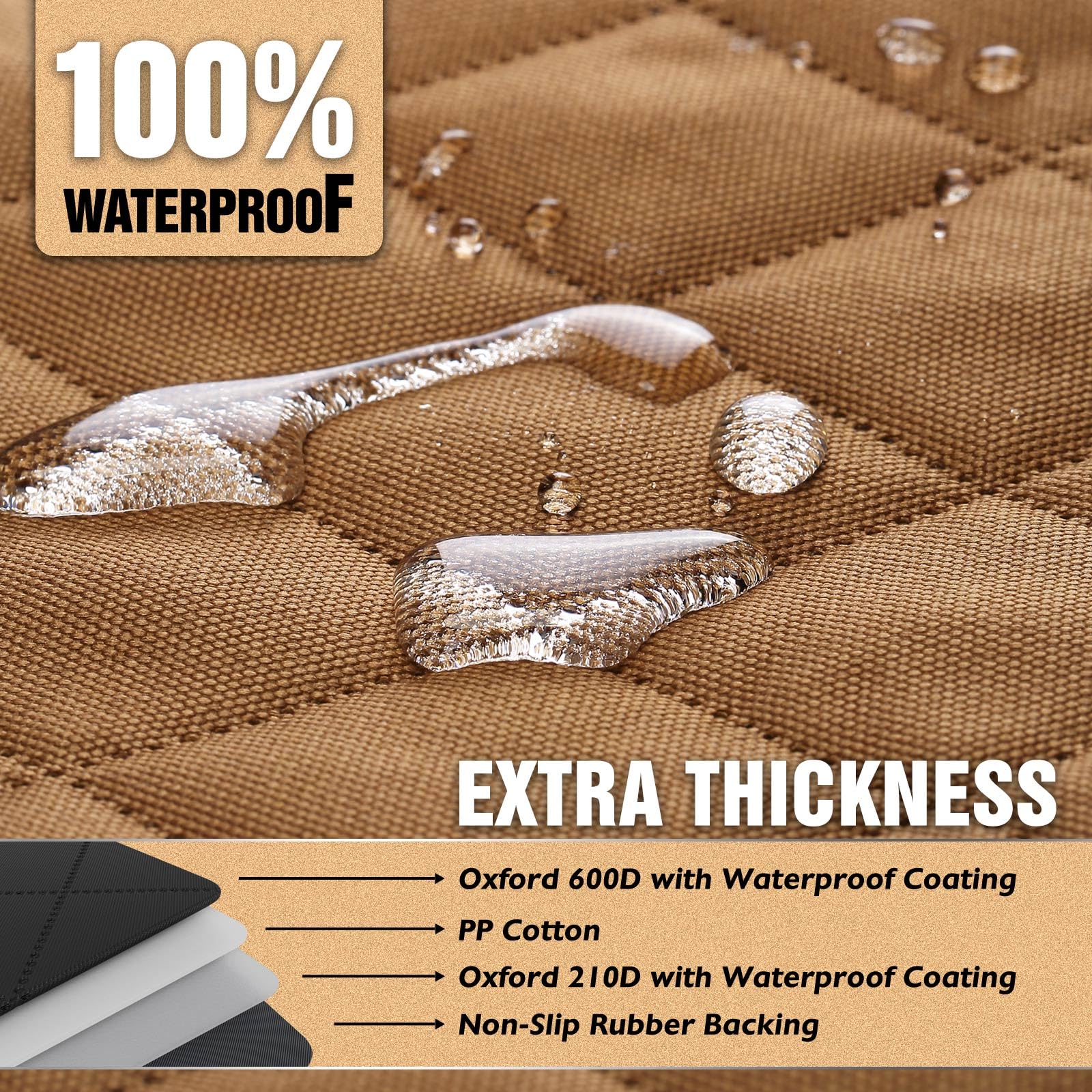**K KNODEL Waterproof Dog Car Seat Cover - Heavy Duty Scratch Proof Pet Back Seat Protector with Zippered Side Flaps for Cars, Trucks & SUVs (Brown) - Perfect for Travel, Outdoor Adventures & Daily Commutes**