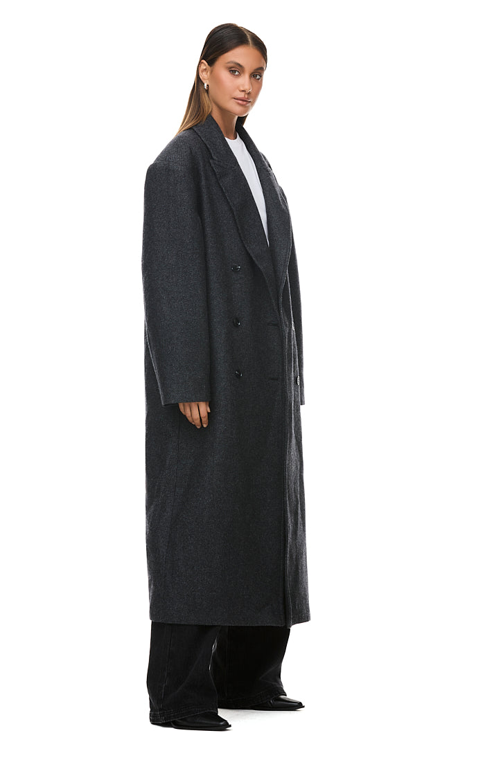 Boston Oversized Grey Coat for Women - Stylish Winter Long Coat with Belt, Warm & Comfortable Outerwear for Cold Weather - Perfect for Work, Travel & Casual Outings