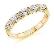1/2 Eternity Diamond Bar & Grain Set Ring - Elegant Wedding Band, Anniversary Gift for Her - Perfect for Bridal Jewelry & Special Occasions