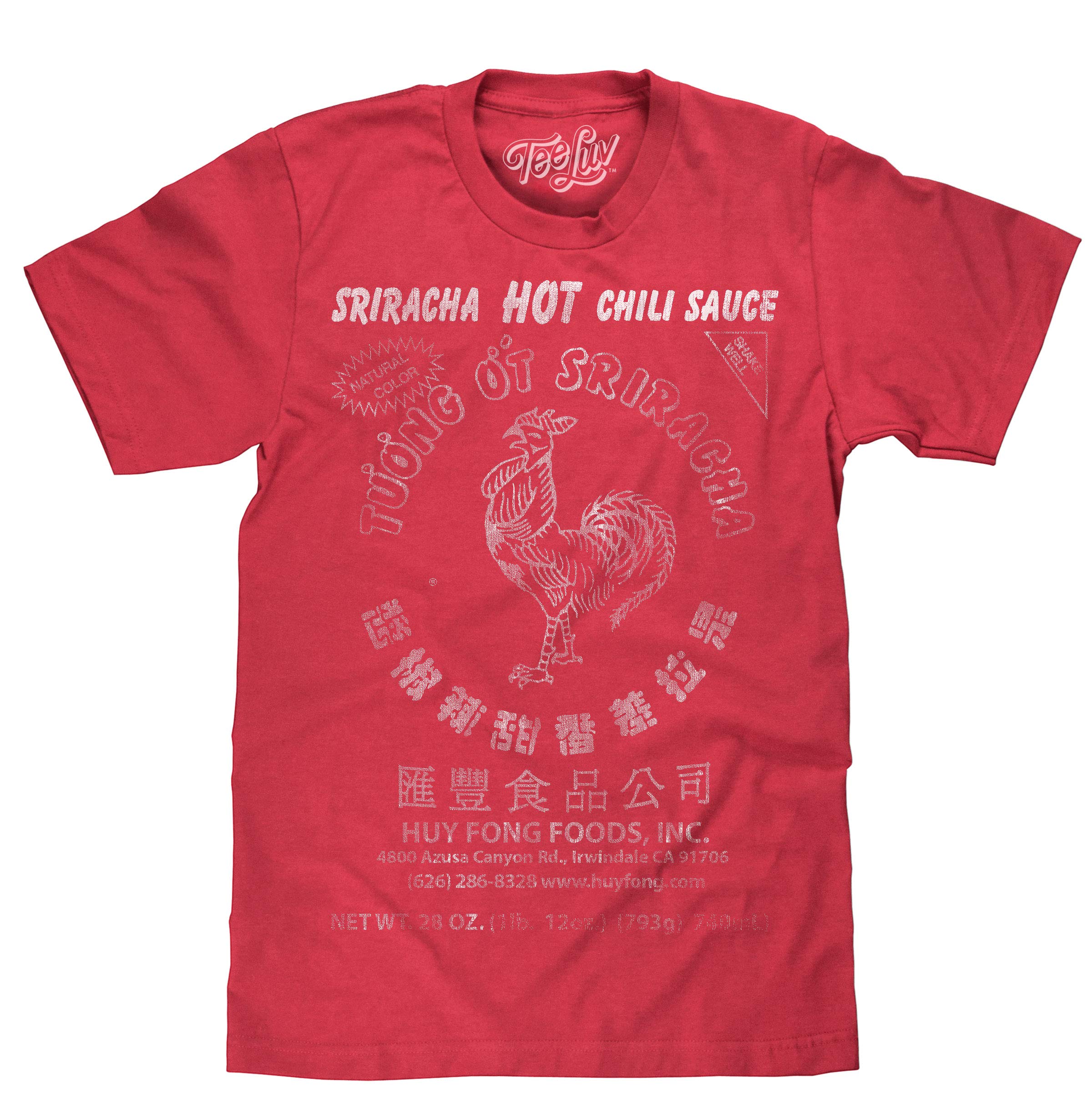Sriracha Hot Chili Sauce T-Shirt - Faded Logo Graphic Tee for Men & Women | Spicy Food Lover Gift | Casual Wear, Street Fashion & Festival Outfit
