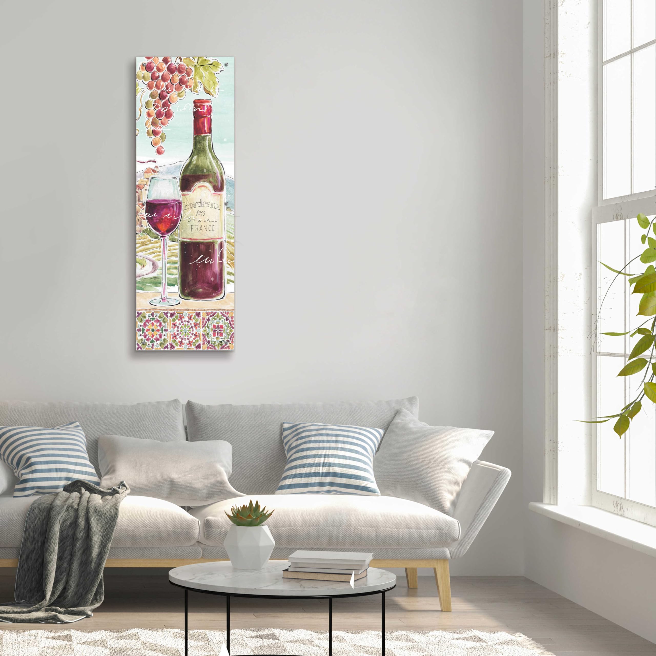 Epic Art 'Wine Country V' by Daphne Brissonnet - 16x48 Inch Acrylic Glass Wall Painting - Modern Home & Office Decor for Living Room, Bedroom, Dining Area