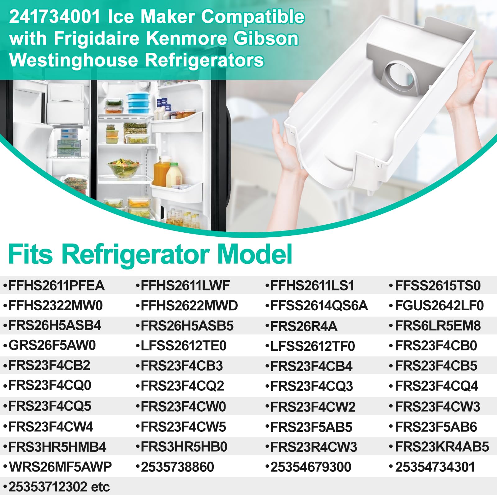 Upgraded Refrigerator Ice Bucket Replacement - Compatible with Frigidaire Ice Maker Models 218815300, AP3967741, FFHS2611LWF, FFHS2611LS1, FGUS2642LF0 - Durable Ice Bin Housing for Smooth Ice Dispensing - Perfect for Home Kitchen, Office Breakroom, and Commercial Use