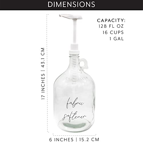 Darware Laundry Pump Dispenser - 1 Gallon Glass Bottle for Fabric Softener & Liquid Detergent | Perfect for Laundry Room, Home & Commercial Use