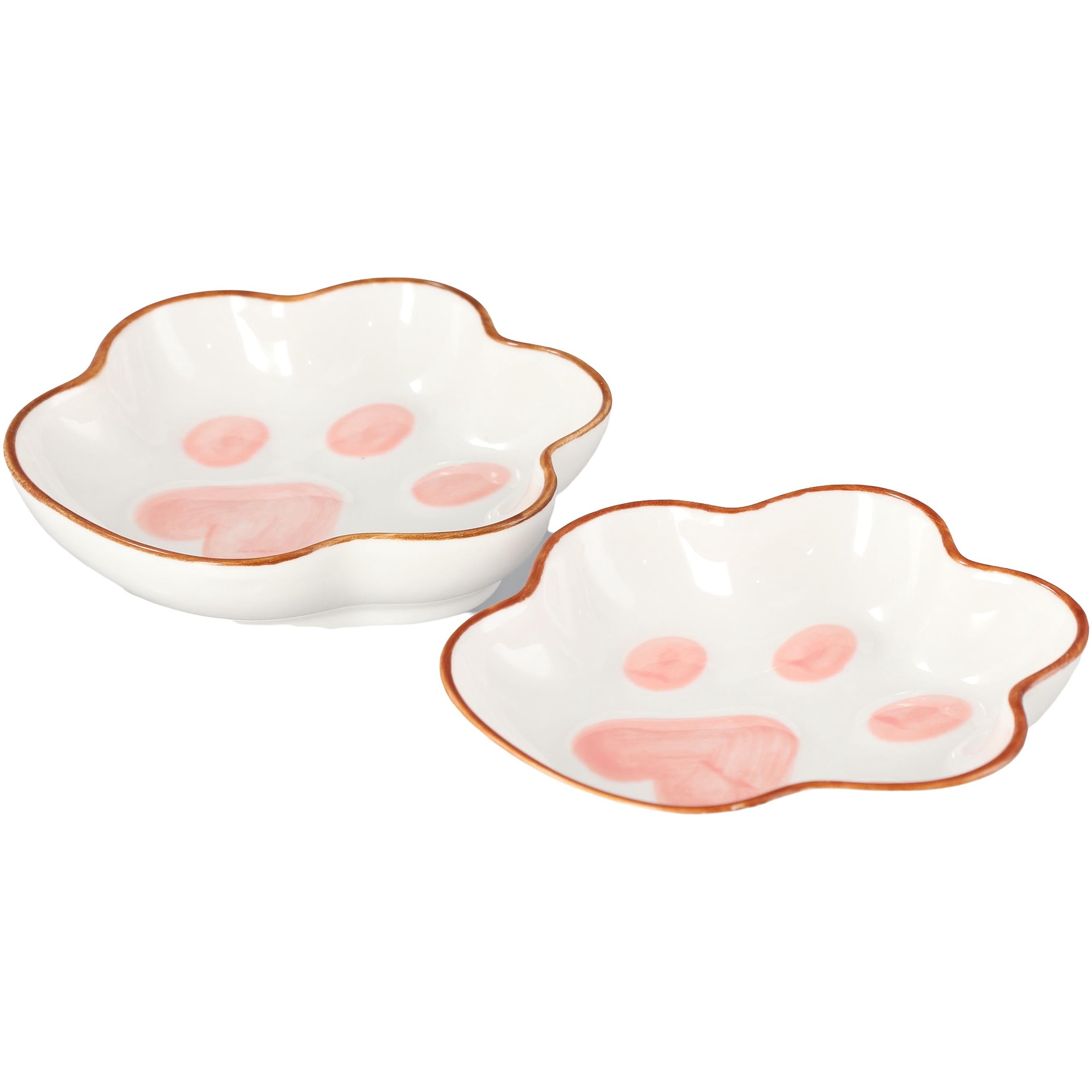 Leadigol Cat Paw Ceramic Dipping Sauce Dishes - Japanese Style Mini Cute Sushi Soy Sauce Bowl, Cartoon Dessert Plate for Sushi, Dumplings, and Appetizers
