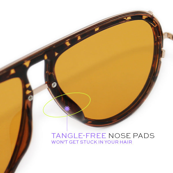 Ivy Luxe Yellow Tangle-Free Round Aviator Sunglasses for Women - UV Protection, Fashionable & Lightweight - Perfect for Driving, Beach & Outdoor Activities