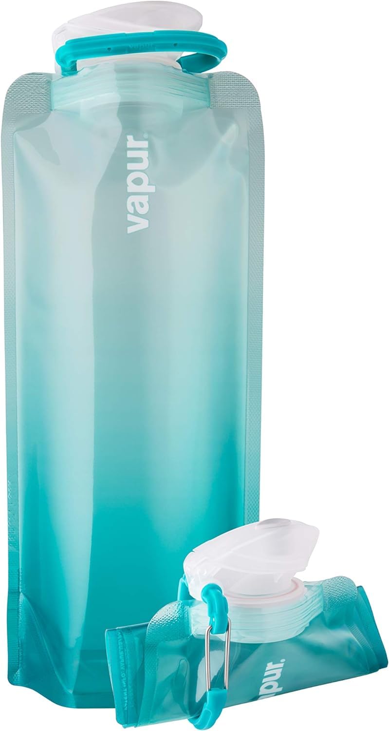 Vapur Solid Flexible Water Bottle - BPA Free, Collapsible, Leak Proof with Carabiner Clip - Perfect for Hiking, Camping, Travel & Outdoor Adventures