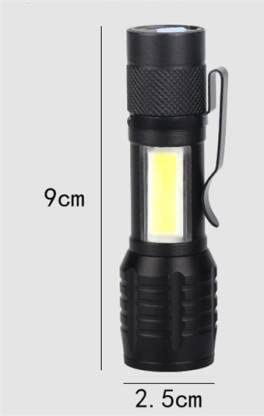 Rechargeable LED Pocket Flashlight with Clip - USB Charging, Compact & Bright Torch for Camping, Hiking, Emergency (Black)