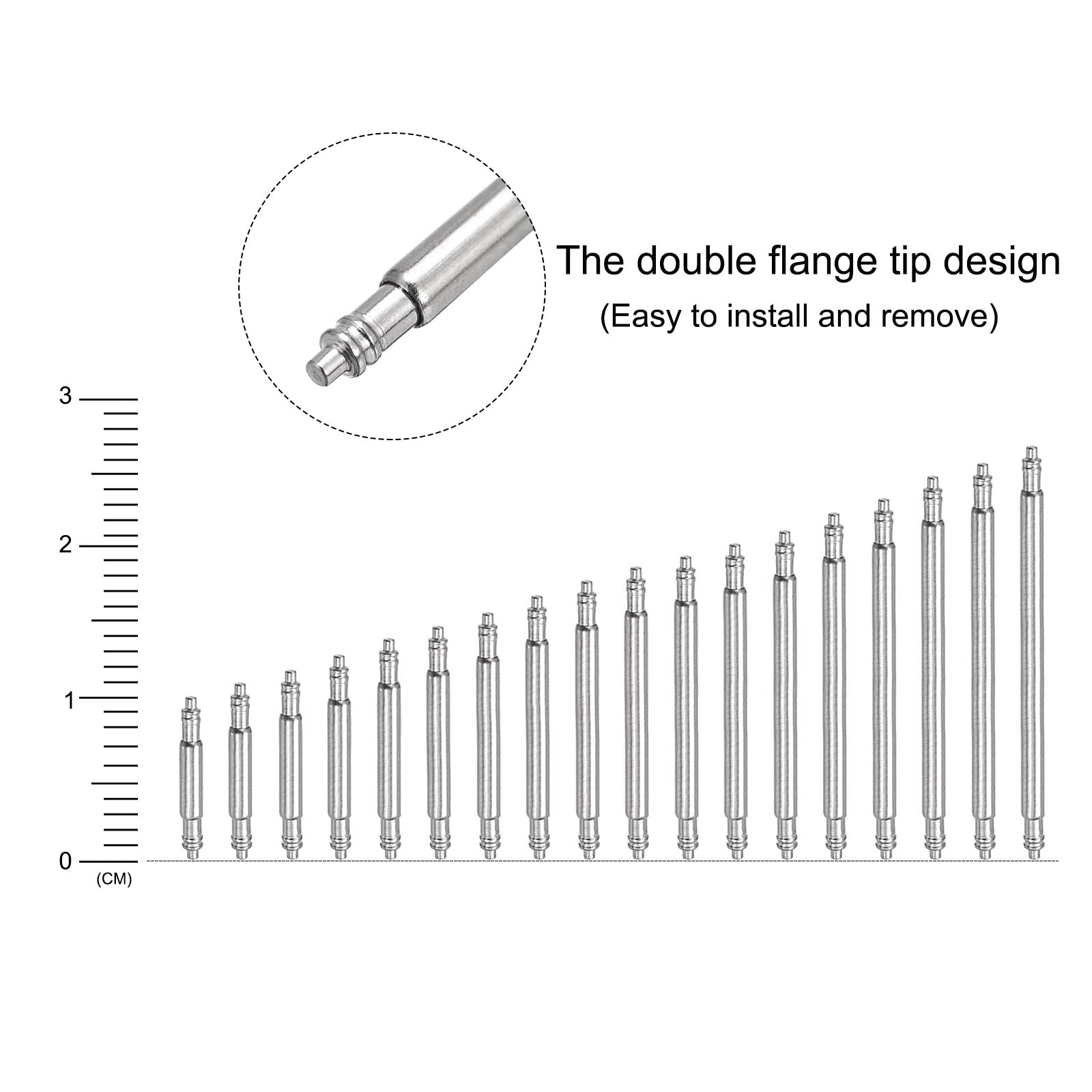 uxcell 8-25mm Watch Band Link Pins with Spring Bar Tool - 1.4mm Diameter Spring Bar Pins (108pcs) - Watch Repair Kit for Adjusting Bracelet Sizes & Replacing Watch Links