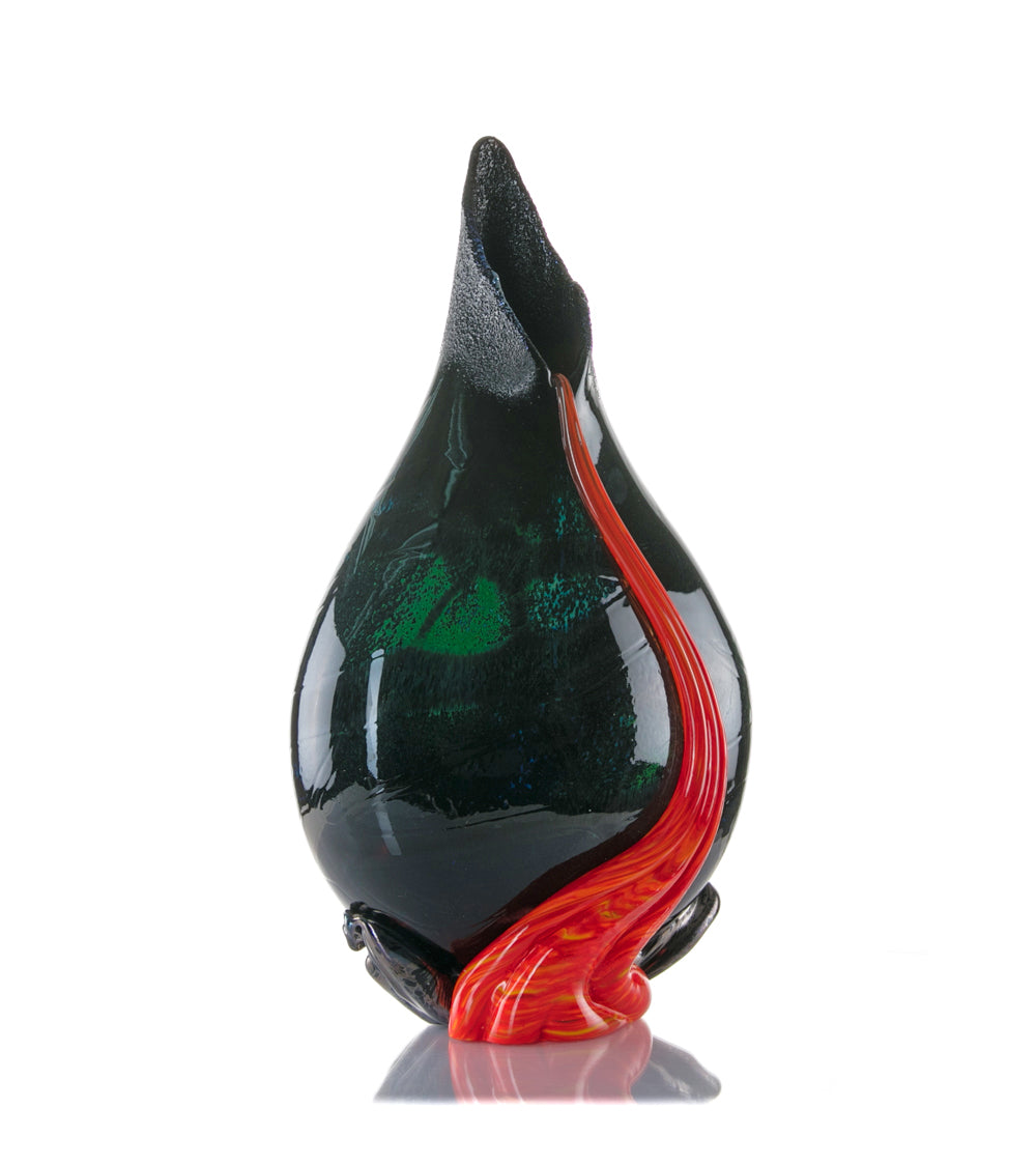 Daniel Moe Black Lava Trail 2 Glass Vessel - Modern Home Decor for Living Room, Office & Wedding Centerpieces