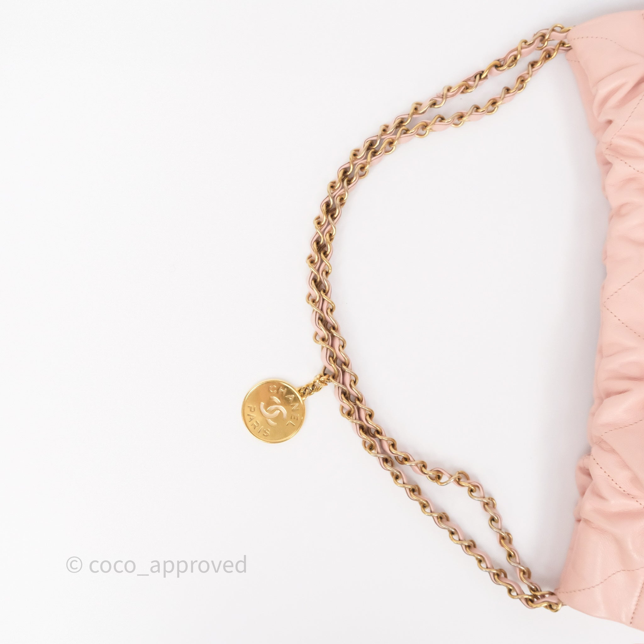 Chanel 22 Medium Handbag in Pink Crumpled Calfskin with Aged Gold Hardware - Luxury Crossbody Bag for Women, Perfect for Date Night & Special Occasions