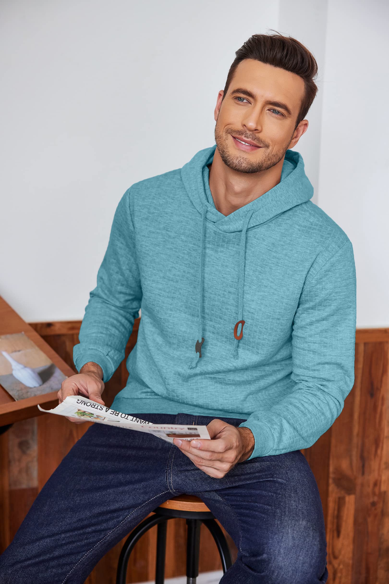 COOFANDY Men's Casual Hooded Sweatshirt - Long Sleeve Waffle Knit Pullover Hoodie with Drawstring | Perfect for Fall Layering, Streetwear & Outdoor Activities