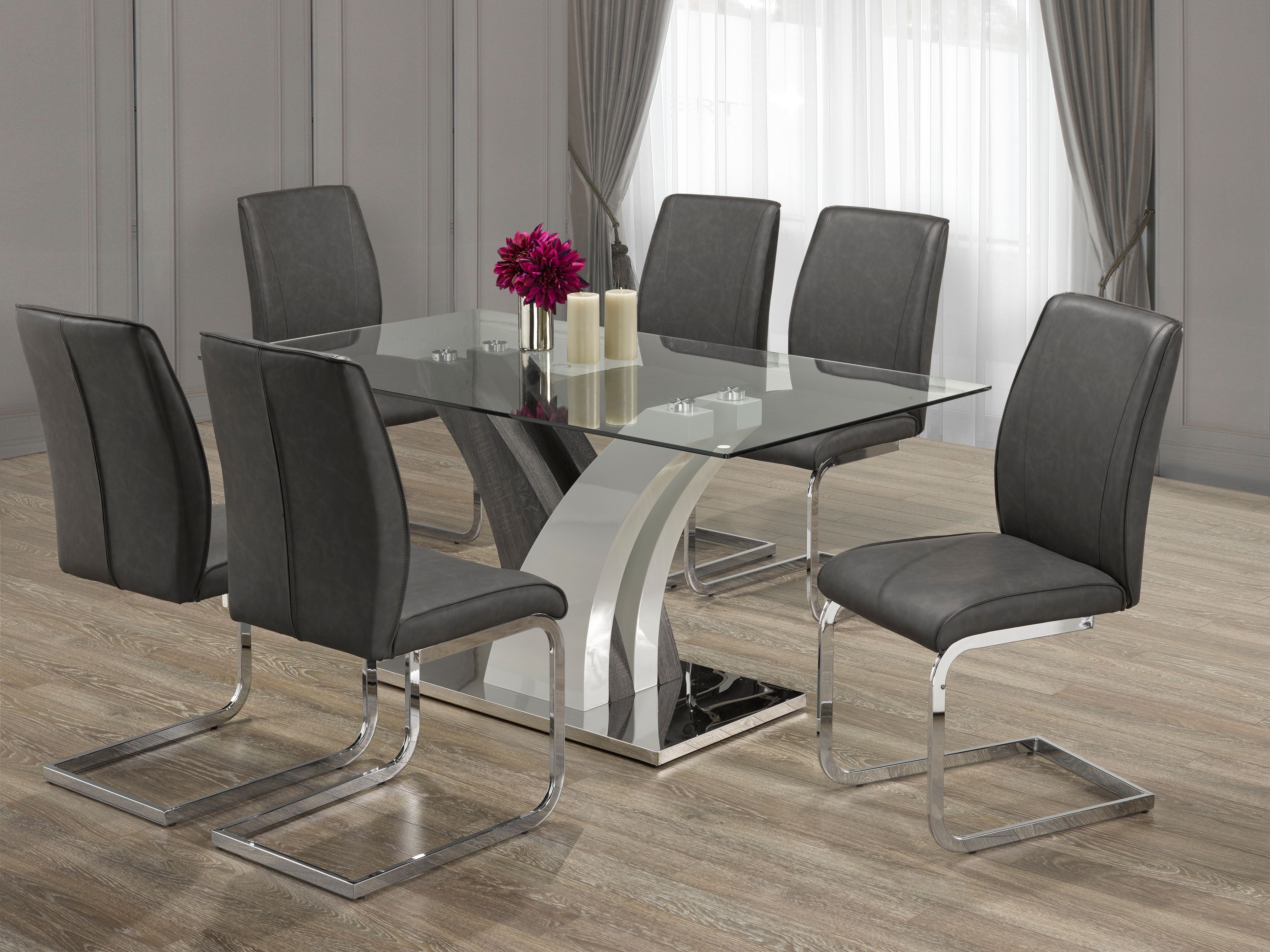 7-Piece Modern Grey Dining Set - Perfect for Small Spaces, Apartments & Cozy Family Meals