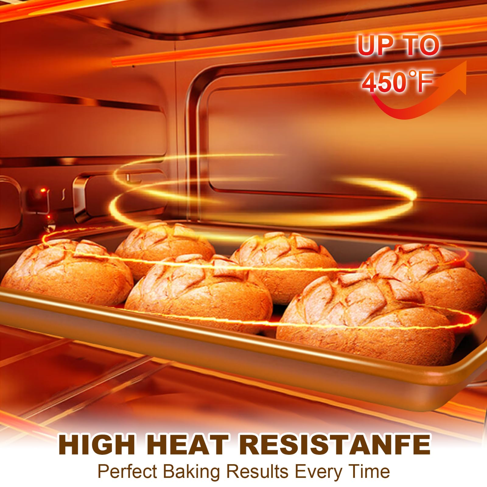 3-Piece Nonstick Baking Sheet Pan Set - Heavy Duty Cookie Sheets, Half/Quarter/Jelly Roll Pans for Toaster Oven - Commercial Grade, Easy Clean, Champagne Gold - Perfect for Baking Cookies, Roasting Veggies & Meal Prep