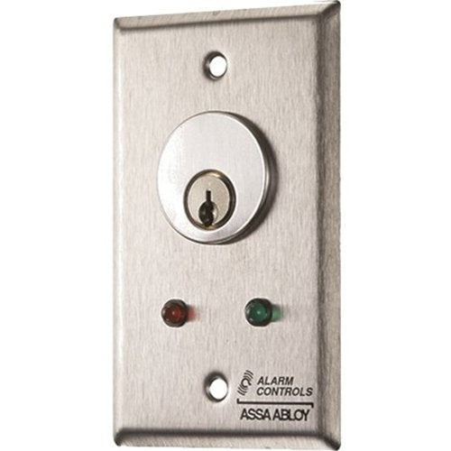 Alarm Controls MCK 6-3 Mortise Cylinder Key Switch Station - DPDT Momentary Single Gang with Green/Red LED | Secure Access Control for Commercial Buildings & Offices