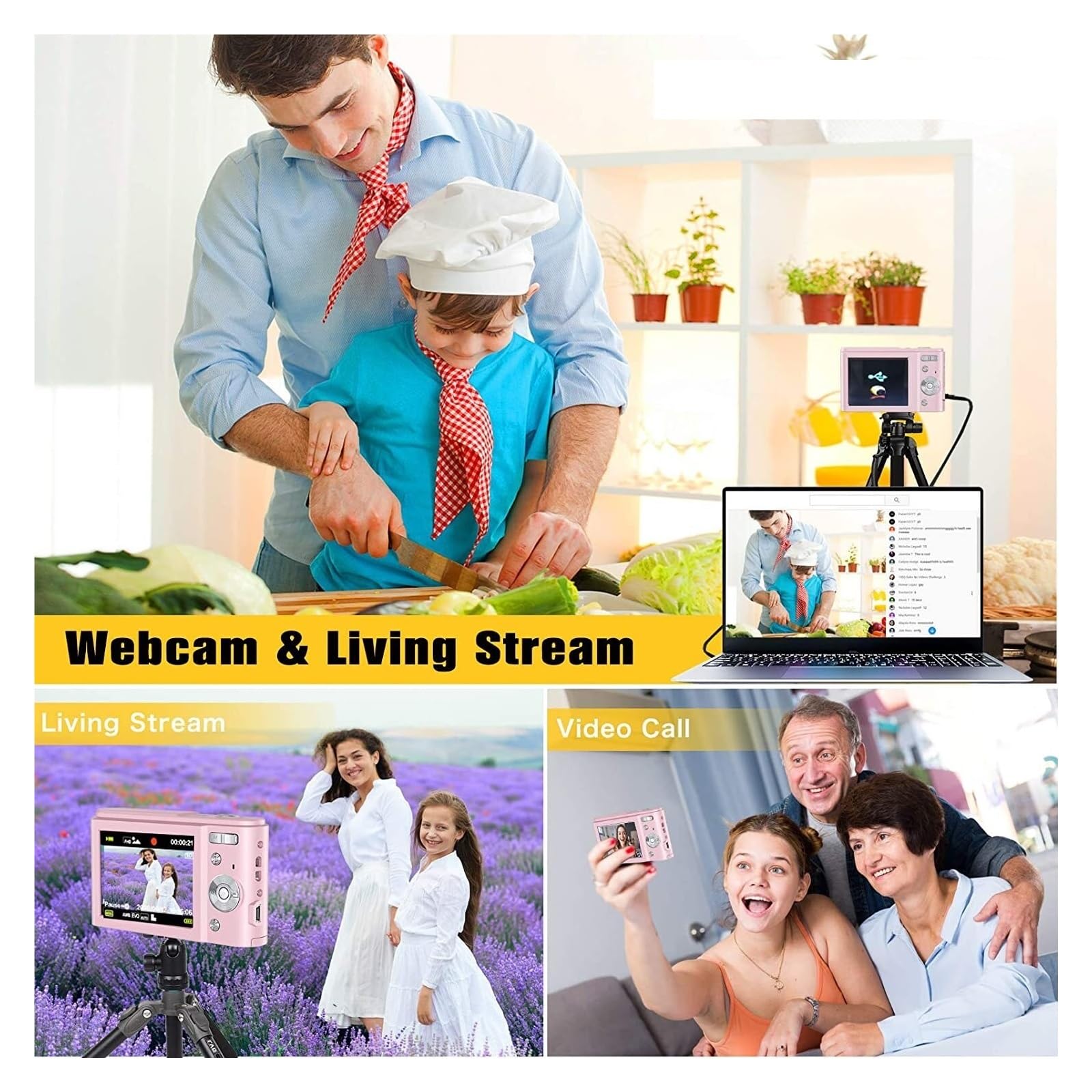 MZZYG 4K Digital Video Camera for Vlogging - 16X Zoom, 3.0