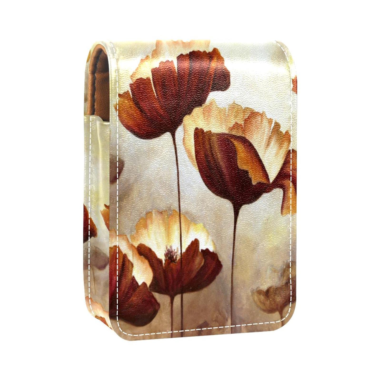 Vintage Lipstick Case with Mirror - Travel Cosmetic Pouch for Purse Organizer