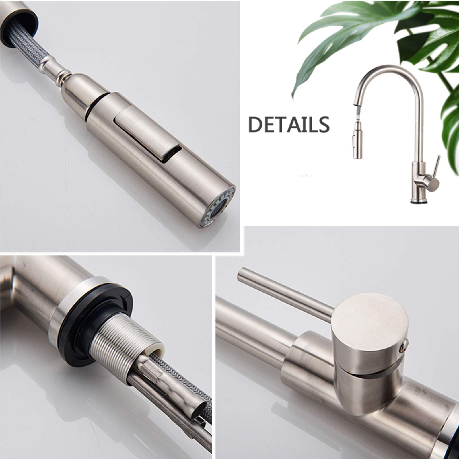 Touchless Kitchen Faucet with Pull Down Sprayer - Stainless Steel Single Handle Sink Faucet, Brushed Nickel Finish - Ideal for Modern Kitchens, Easy Cleaning & Hands-Free Operation