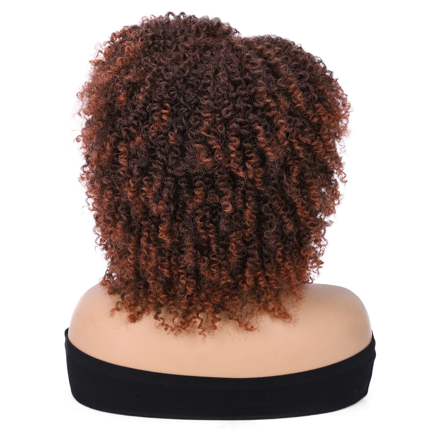 Short Kinky Curly Wigs for Black Women - Heat Resistant Synthetic Afro Bomb Curly Wig with Side Part | Natural 1B/350# Color | Perfect for Daily Wear, Cosplay & Protective Styling