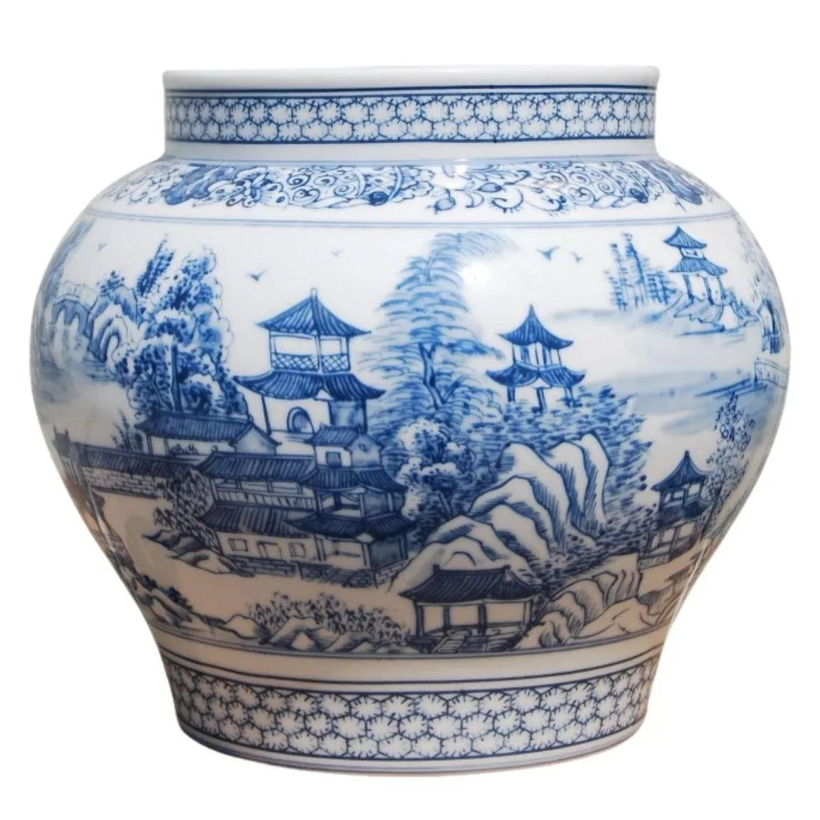 Exquisite Chinoiserie Porcelain Flower Vase - Hand-Painted Blue and White Floral Design - Elegant Home Decor for Living Room, Dining Table & Wedding Centerpieces
