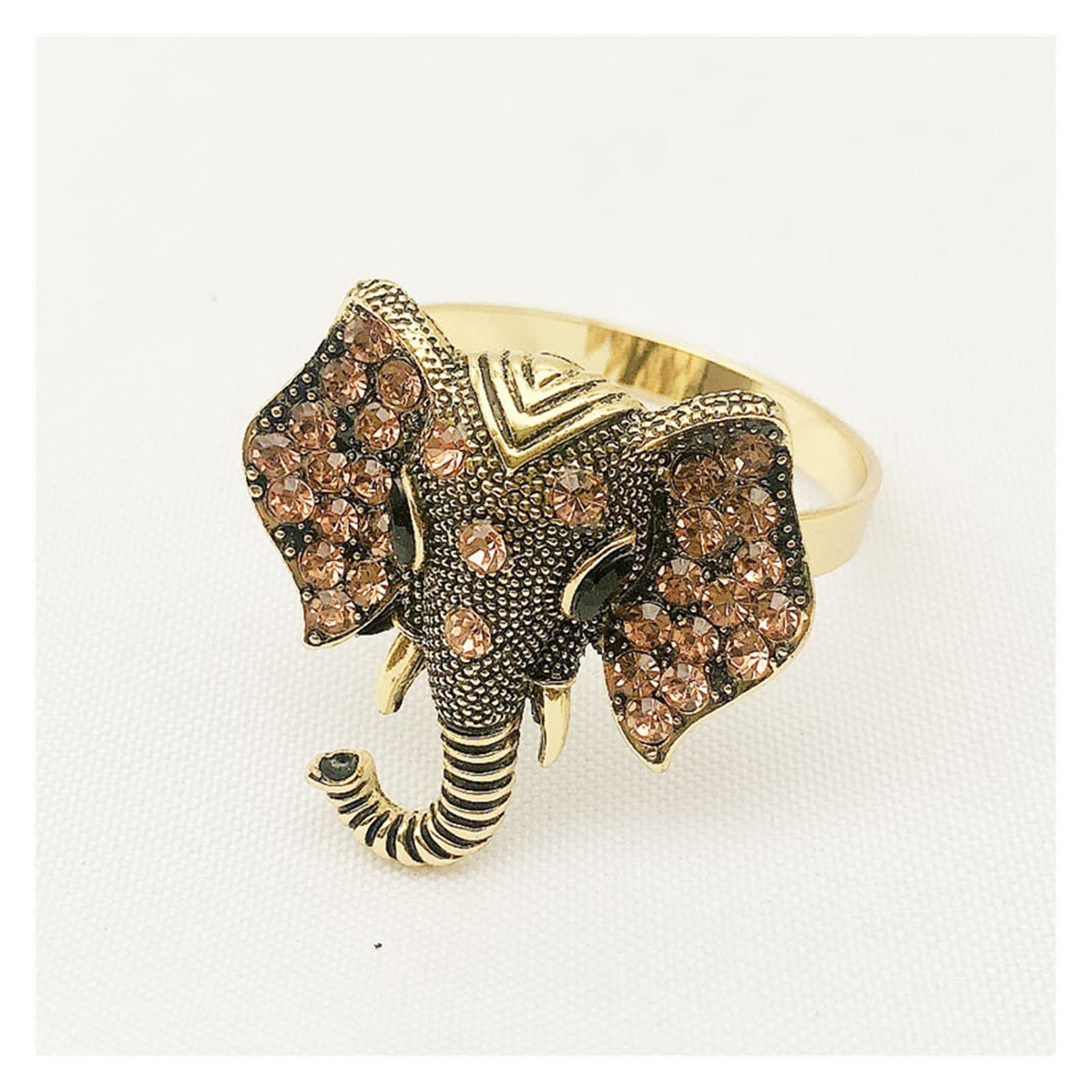 12PCS Vintage Elephant Napkin Rings - Diamond Animal Design Cloth Napkin Holders for Hotel, Restaurant & Home Table Decor (12PCS Set) - Perfect for Weddings, Parties & Fine Dining Settings
