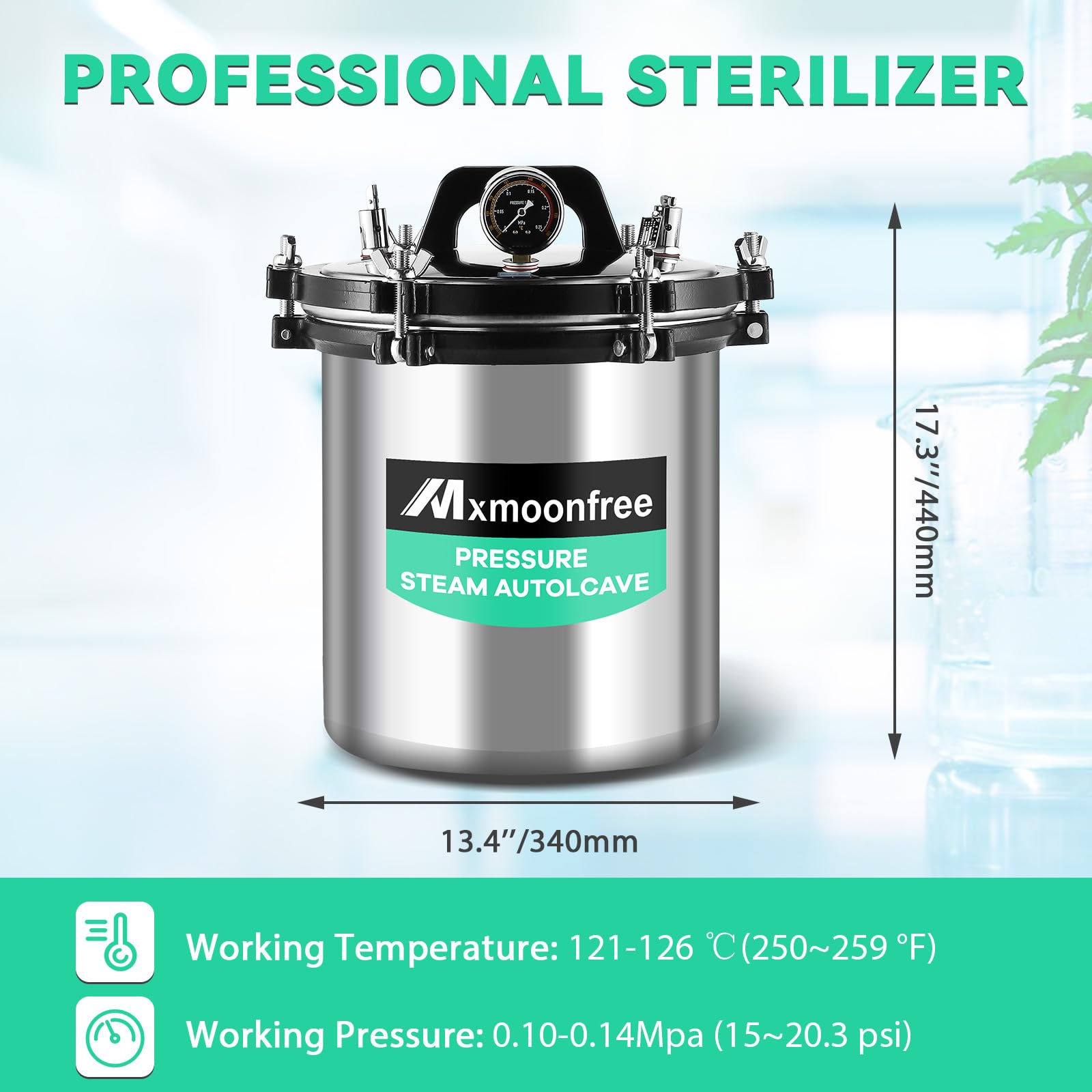 19 Quart High Pressure Steam Autoclave - 110V Lab Sterilizer for Culture Media, Canning Jars & Mushroom Growing | Perfect for Laboratory, Home Canning & Mycology Cultivation
