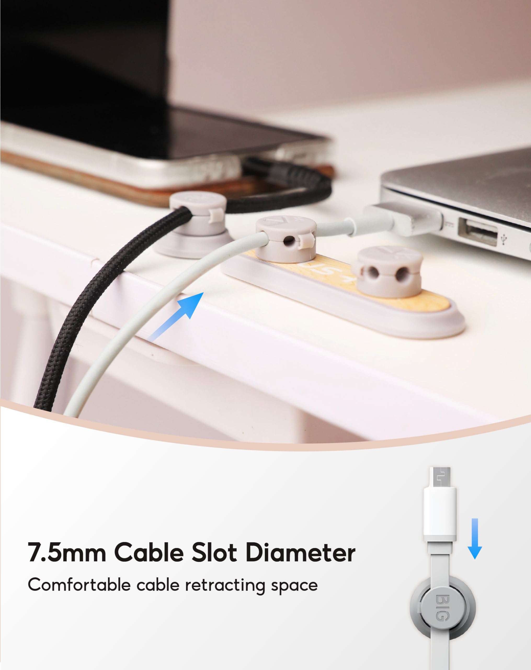 Magnetic Cable Organizer - Strong Adhesive Cord Holder for Phone, USB, Charger Cables | Wire Management Solution for Home, Office, Desk & Car | Perfect for Neat Workspace & Travel Use