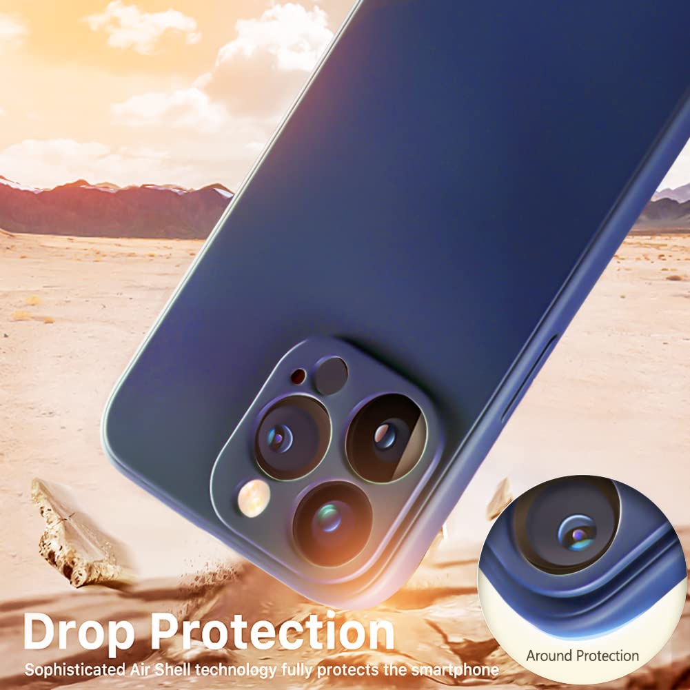 Navy Blue Liquid Silicone Case for iPhone 13 Pro Max (6.7 inch 2022) - Slim Shockproof Protective Cover with Screen Protector | Perfect for Everyday Use, Travel & Work Protection