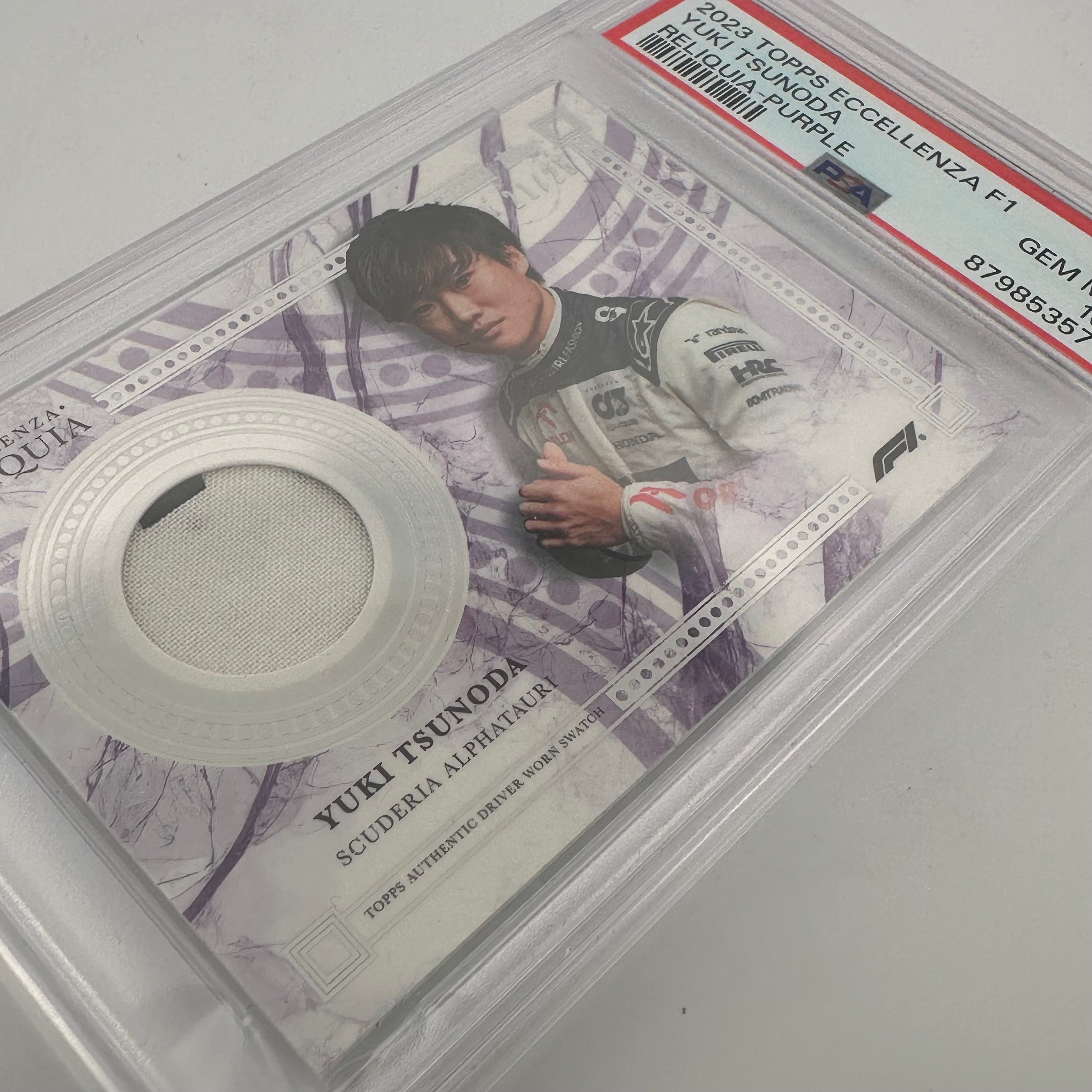 1/1 Gold + Complete Rainbow Yuki Tsunoda 2023 Eccellenza Reliquia (PSA9/10) - Rare Collectible Trading Card for Sports Memorabilia & F1 Racing Fans