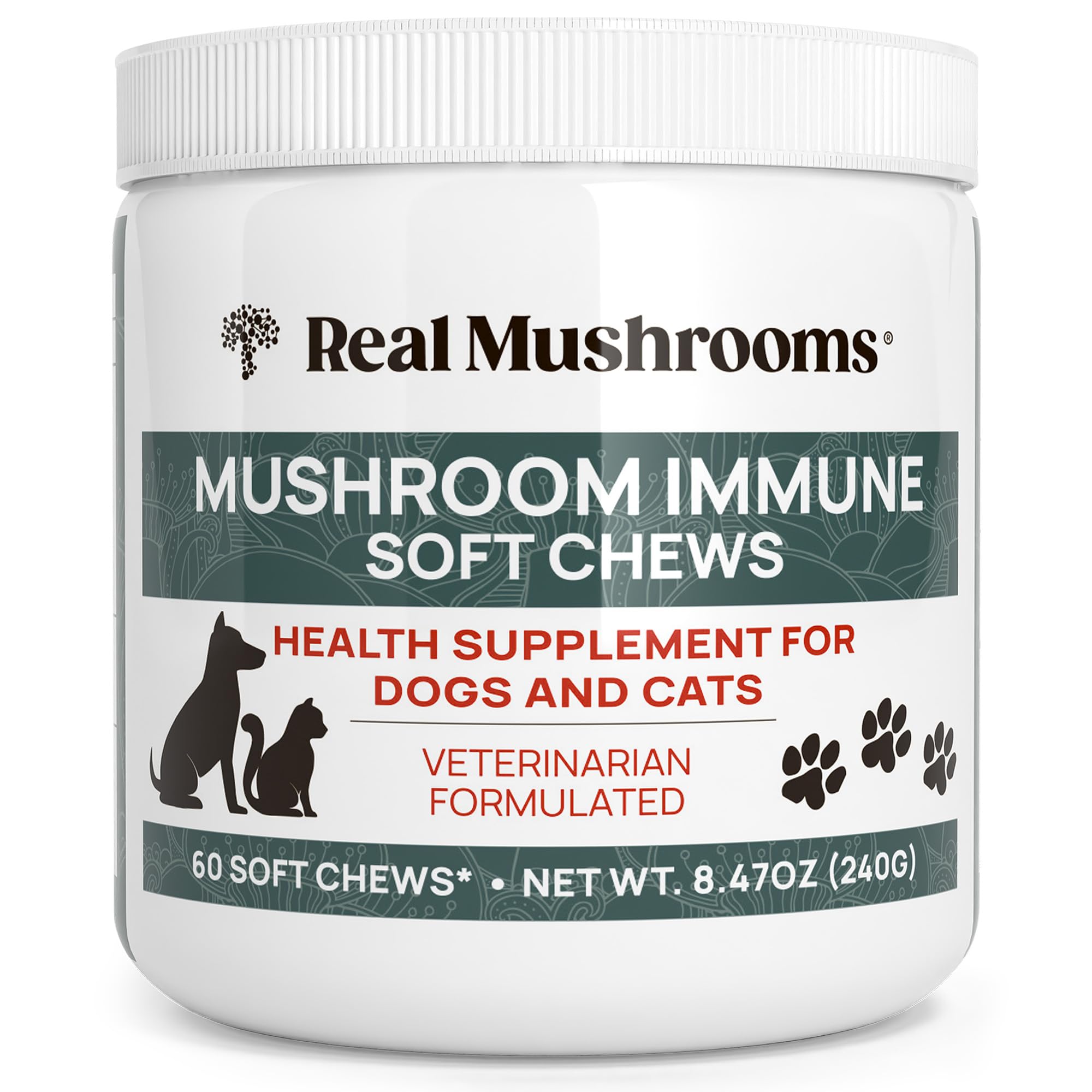 Premium Mushroom Immune Support Chews for Dogs & Cats - 60ct Pet Treats with Ashwagandha, Astragalus, Blueberry & Olive Leaf | Gut Health Booster Supplement | Supports Immunity & Digestion - Perfect for Daily Wellness & Senior Pets