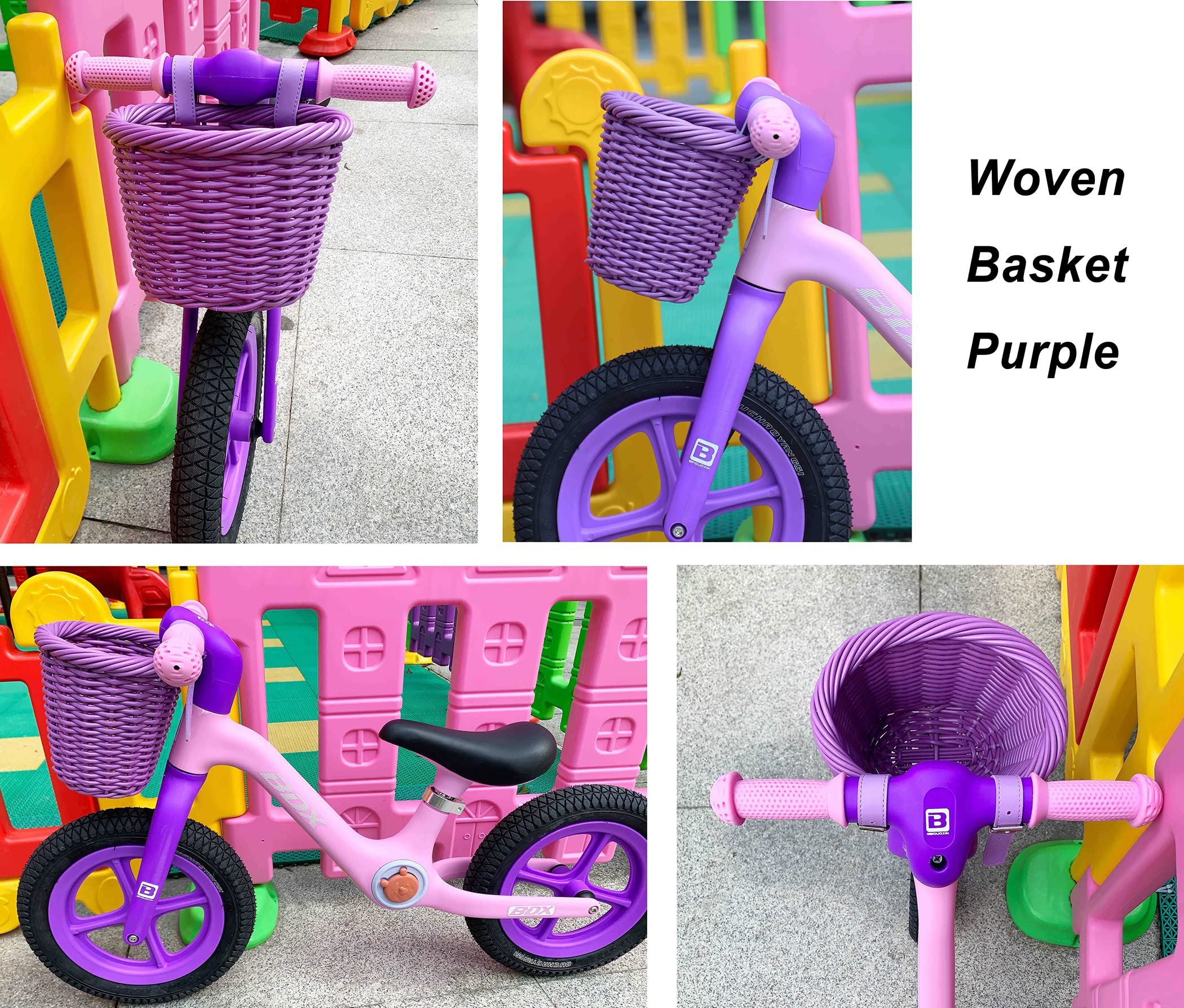 Meghna Woven Mini Bike Basket for Kids - Handlebar Basket for Boys & Girls Bicycles and Scooters (Multi-Color) - Perfect for School, Park Rides & Errands