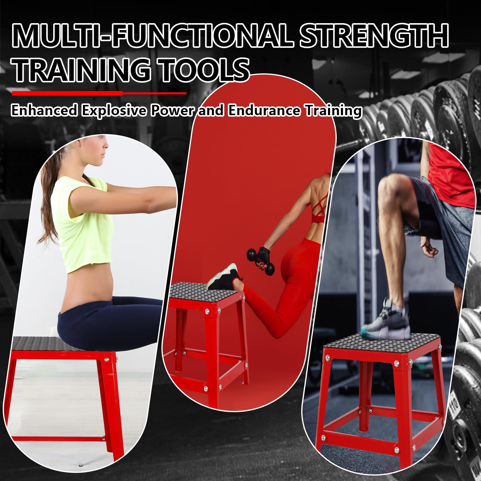 12/18/24 Inch Anti-Slip Plyometric Jump Box - Adjustable Workout Box for CrossFit, Home Gym & Functional Training - Perfect for Box Jumps, Step Ups & Strength Exercises