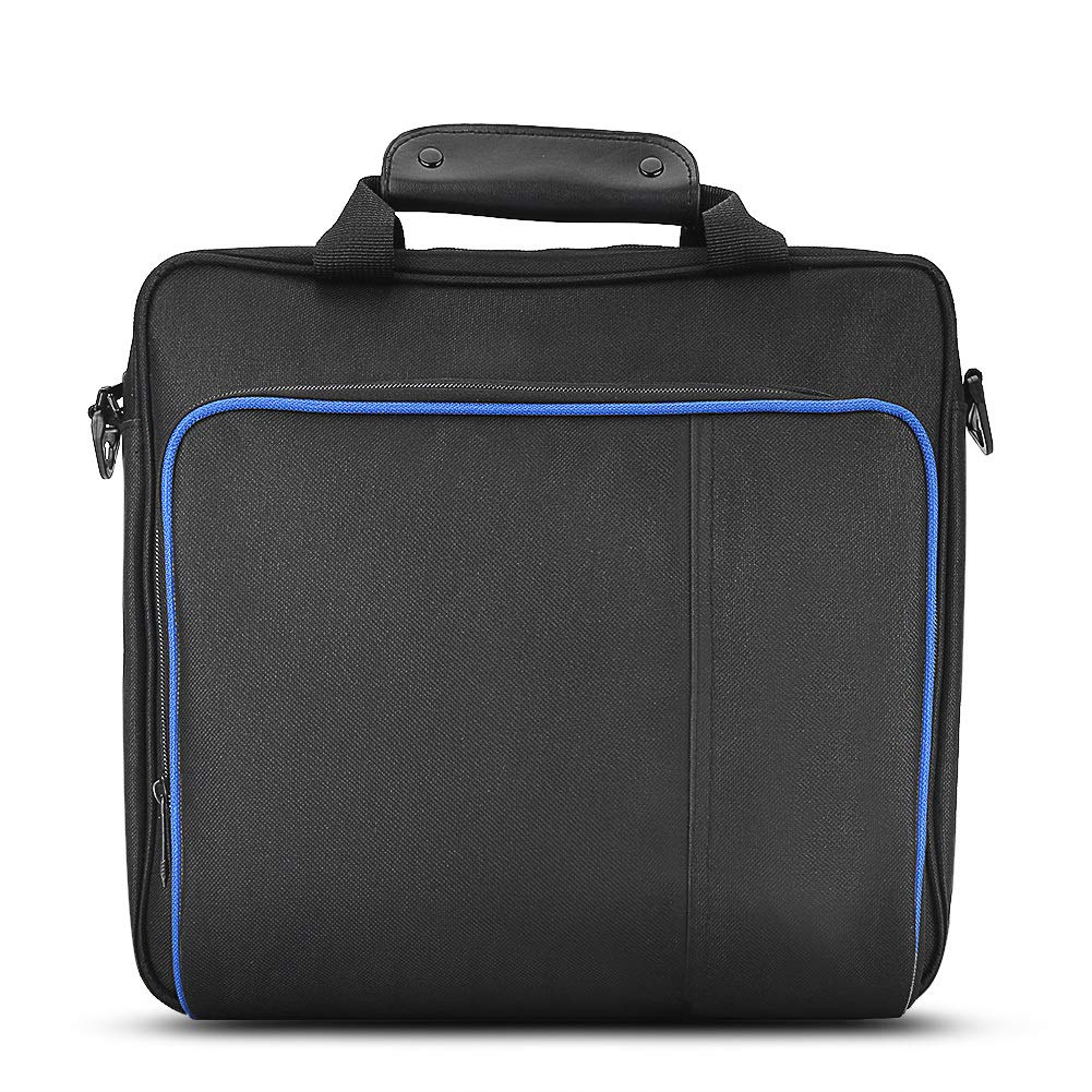Zopsc Waterproof PS4 Game Storage Bag - Protective Nylon Travel Shoulder Bag with Adjustable Strap for Sony PlayStation 4 Console & Accessories - Perfect for Gaming Travel, Commuting & Outdoor Protection (Black)