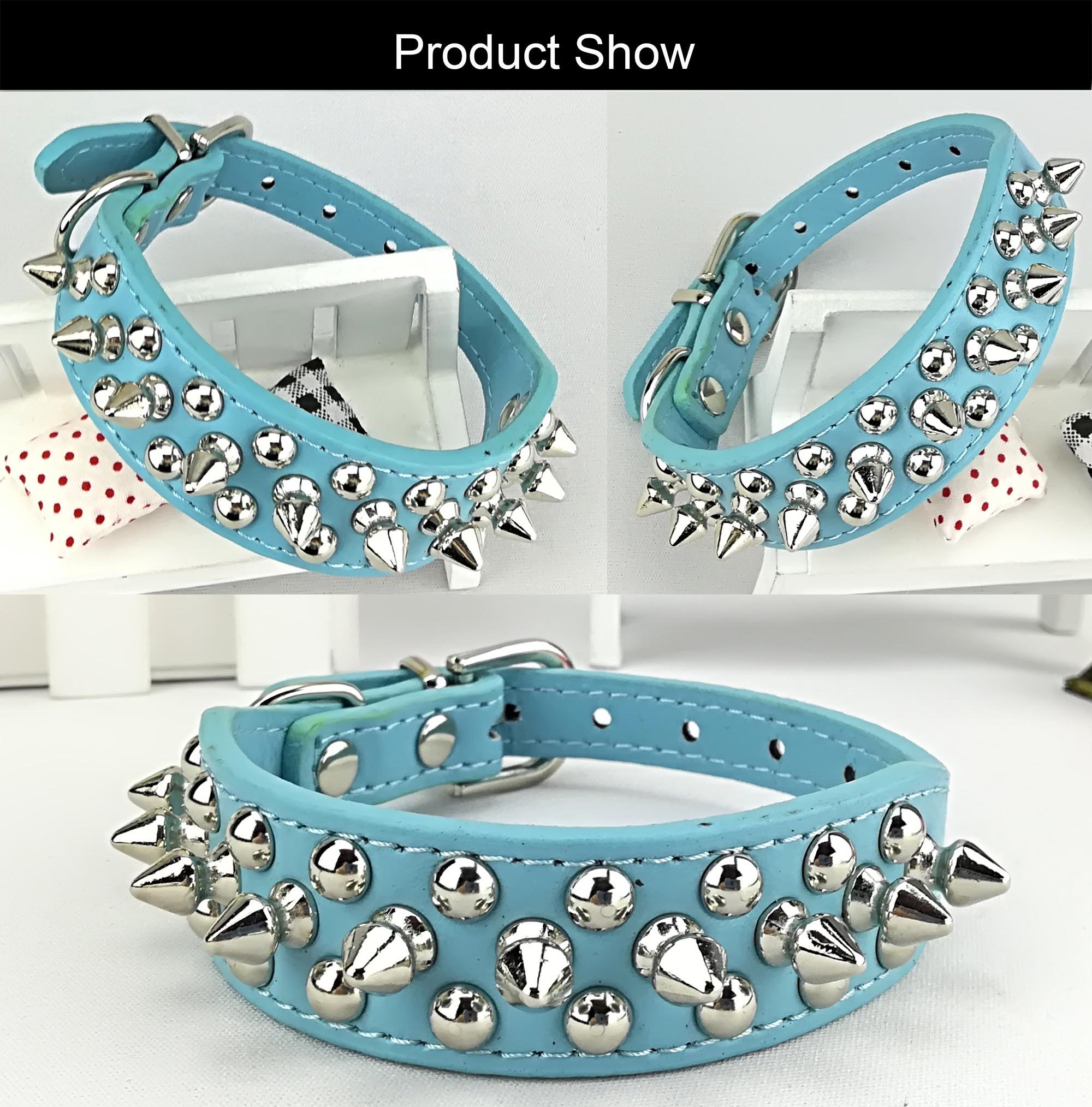 Punk Studded Dog Collar and Leash Set - Stylish Spiked Leather Pet Collar with Matching Lead for Small Medium Large Dogs - Perfect for Walking Training and Punk Fashion Pet Accessories