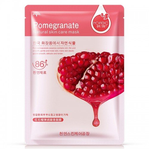 Rorec Pomegranate Face Sheet Mask for Glowing Skin - Hydrating & Brightening Facial Mask with Antioxidants - Pack of 3 - Perfect for Daily Skincare Routine & Spa Night