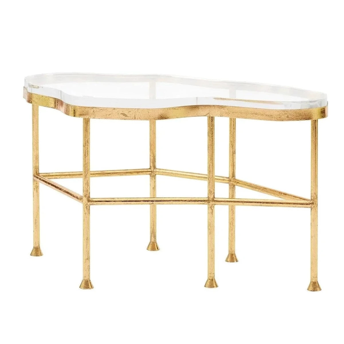 Elegant Gold Leaf Iron Coffee Table - Modern Luxury Living Room Centerpiece for Home Decor & Entertaining