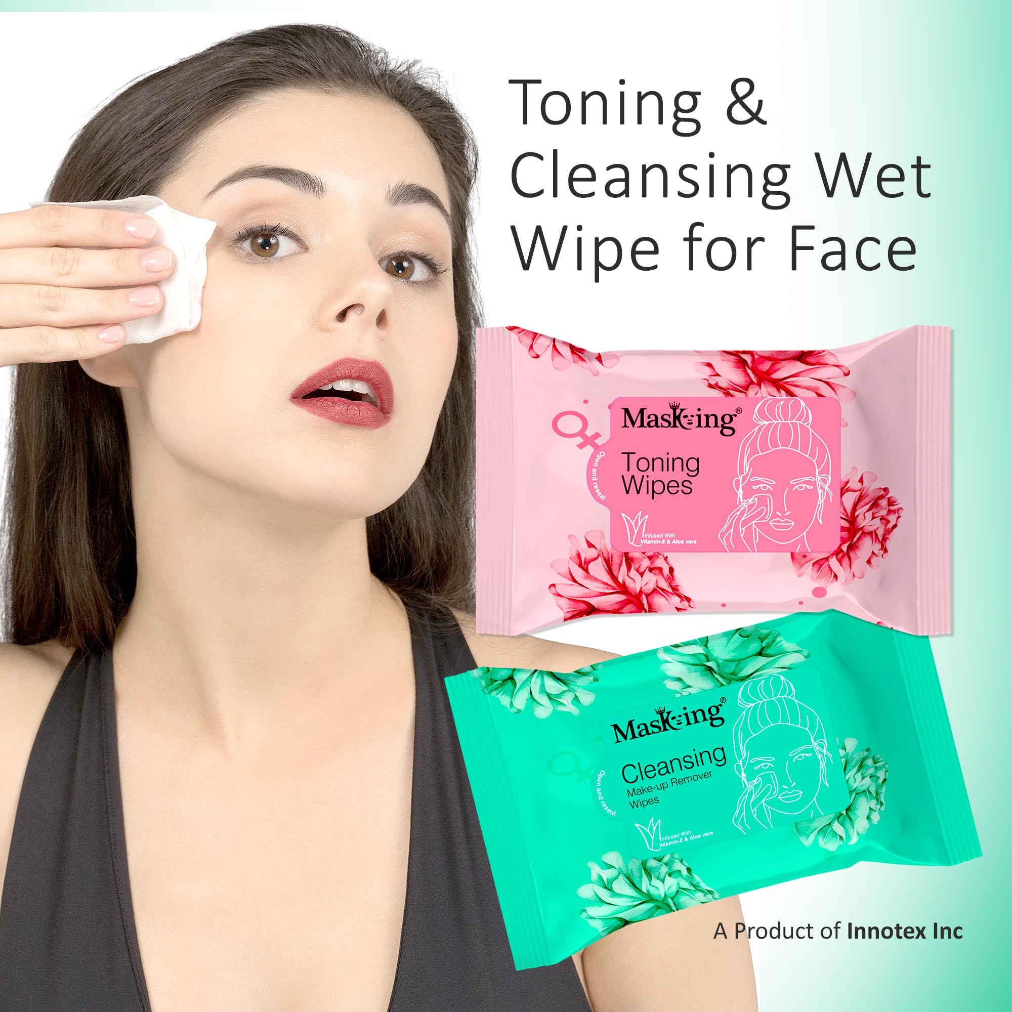 MasKing Cleansing Makeup Remover Wipes for Face with Aloe Vera & Vitamin E | 6-Pack (10 Wipes Each) | Gentle Makeup Removal & Skin Hydration | Perfect for Travel, Gym & Daily Skincare Routine
