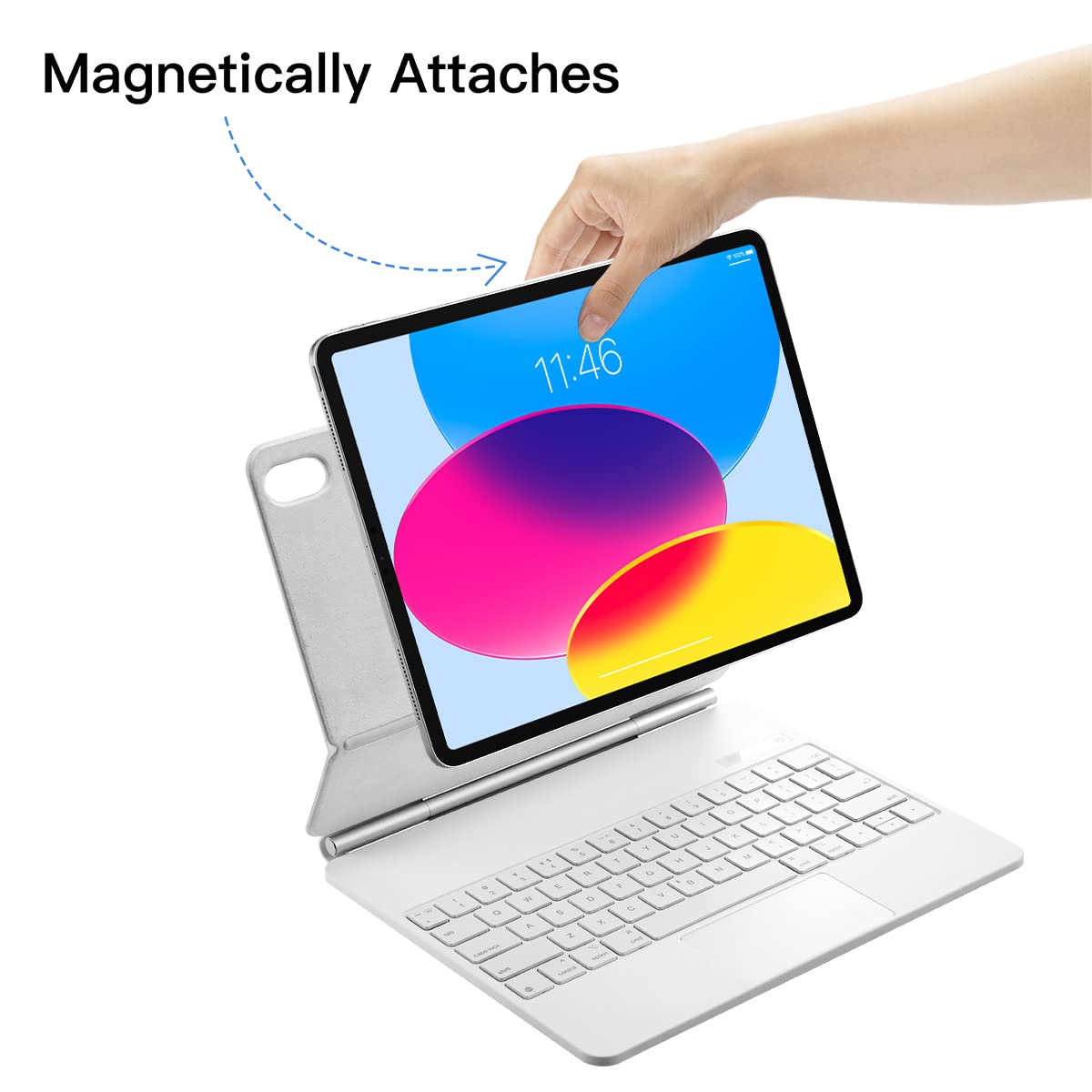 Magnetic Keyboard Case for iPad 10th Generation 10.9 inch 2022 - Slim Floating Cantilever Stand with Backlit Wireless Keyboard & Trackpad (White) - Perfect for Work, Study & Travel