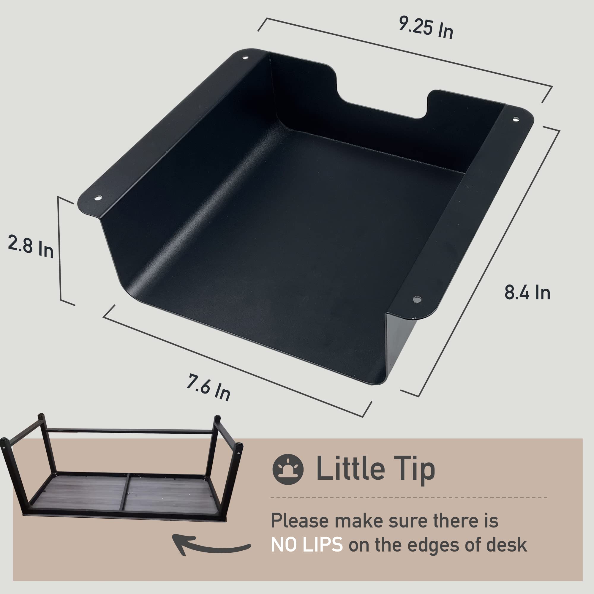 Under Desk Storage Shelf & Drawer Organizer for Sit Stand Desk, Table, Gaming Desk & Workstations - Black Under Desk Tray for Home & Office Use - Perfect for Workspace Organization & Cable Management