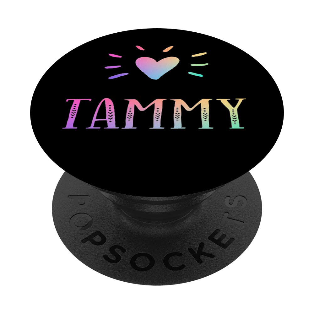 Tammy Heart Rainbow Watercolor Love Name PopSockets - Phone Grip & Stand for iPhone, Samsung, Tablets - Perfect for Valentine's Gifts, Everyday Use & Social Media Photos