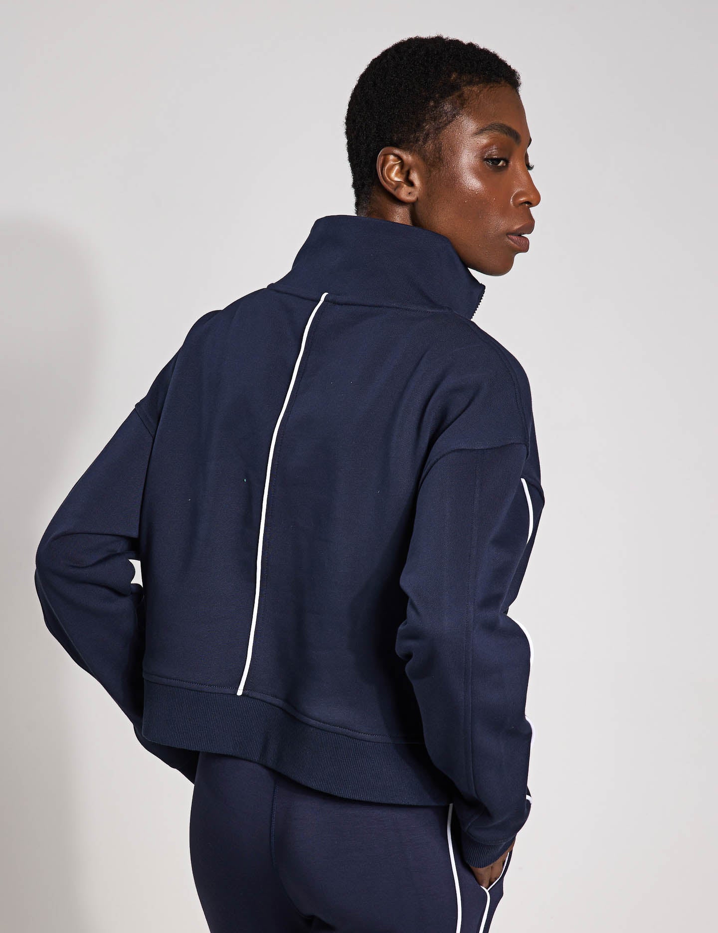 Rihanna Sweatshirt for Women - Navy Blue with White Piping | Cozy Pullover Hoodie for Casual Wear, Lounge & Street Style Fashion