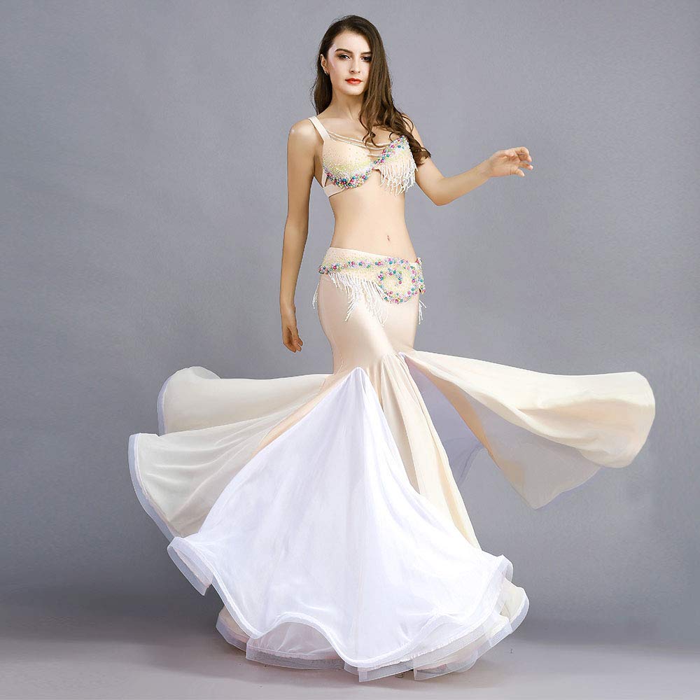ROYAL SMEELA Women's Belly Dancer Costume Set - Belly Dance Skirt, Bra & Belt - Long Mermaid Maxi Skirt for Performances, Carnival & Parties