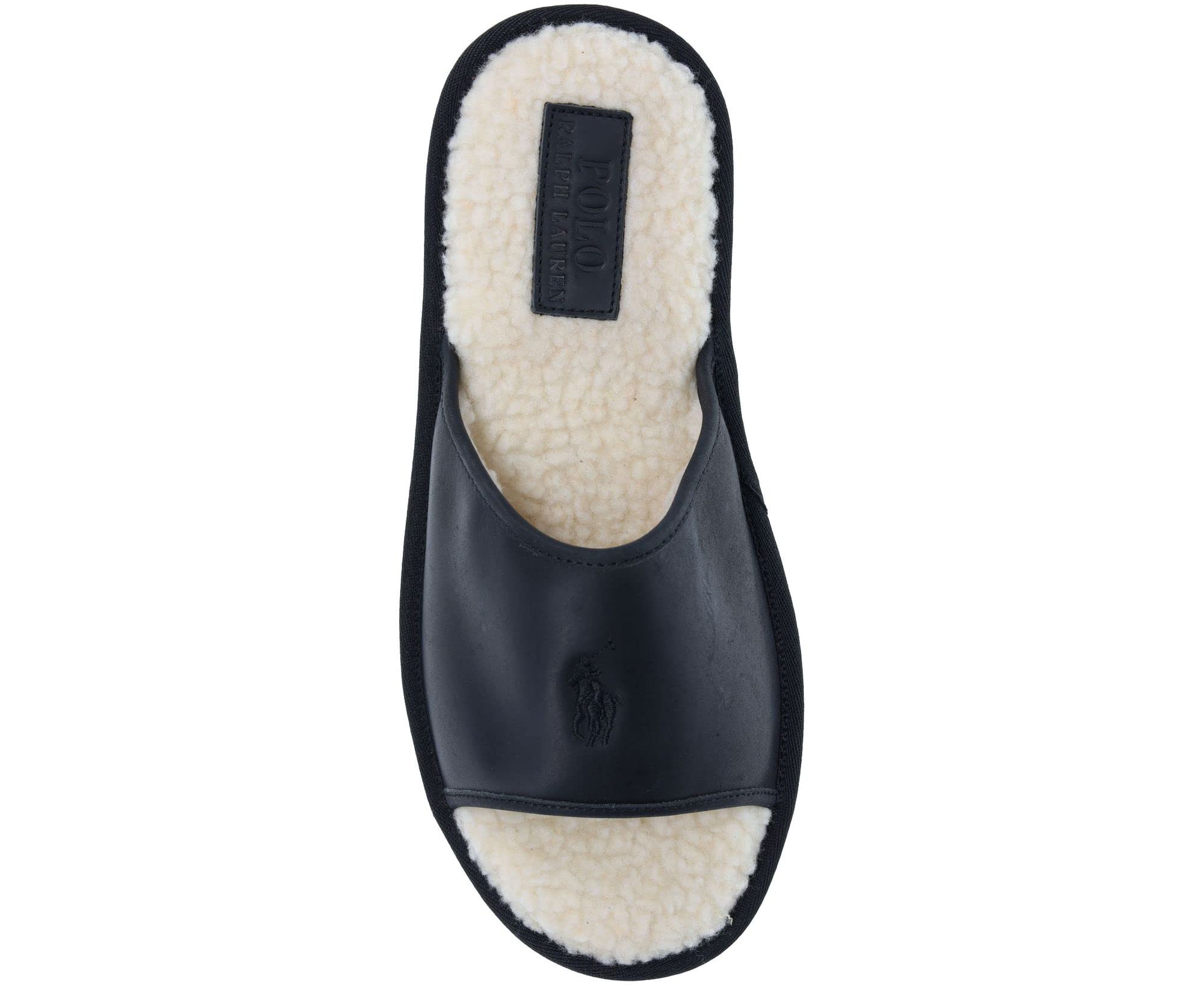Ralph Lauren Men's Antero Leather Slide Slippers - Black, Size 13 - Comfortable House Shoes for Indoor & Outdoor Wear