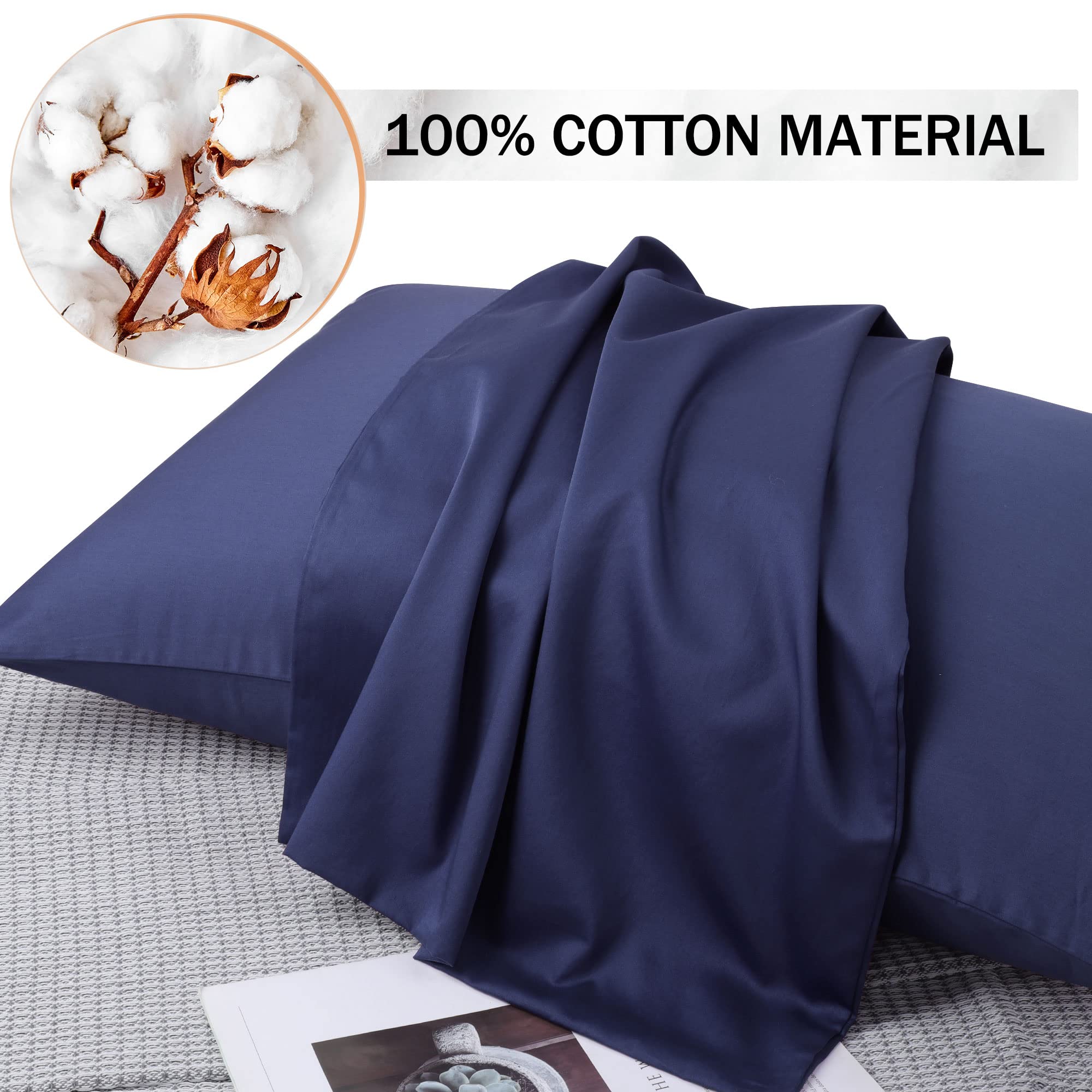Premium Soft Cotton Pillowcases Set of 2 - Breathable & Hypoallergenic Bedding for Side Sleepers & Hot Sleepers - Perfect for Home, Hotel, or Travel Use