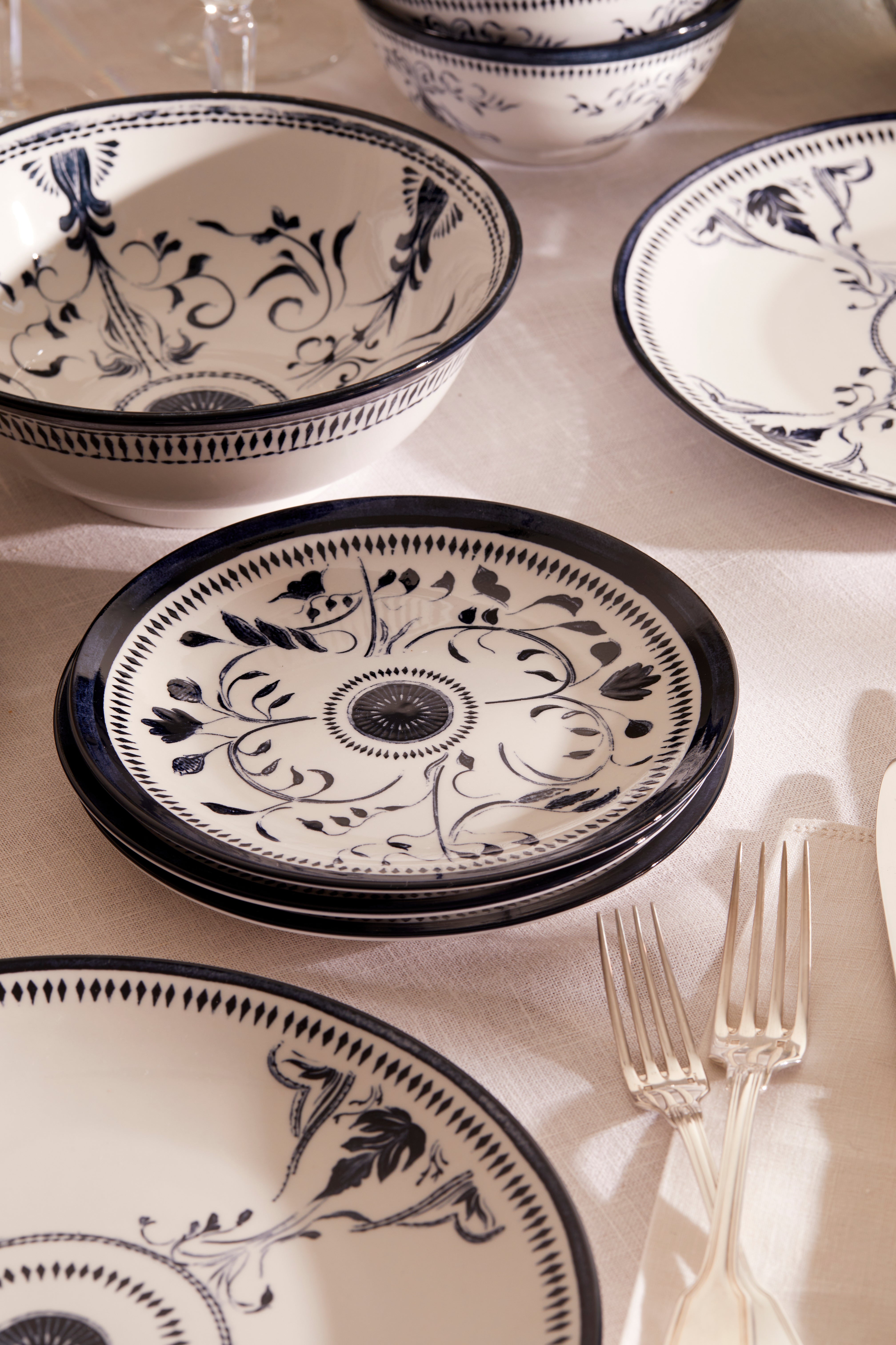Bruges Porcelain Salad Plate - Elegant Blue Ceramic Dish for Fine Dining & Home Decor | Perfect for Salads, Appetizers & Special Occasions