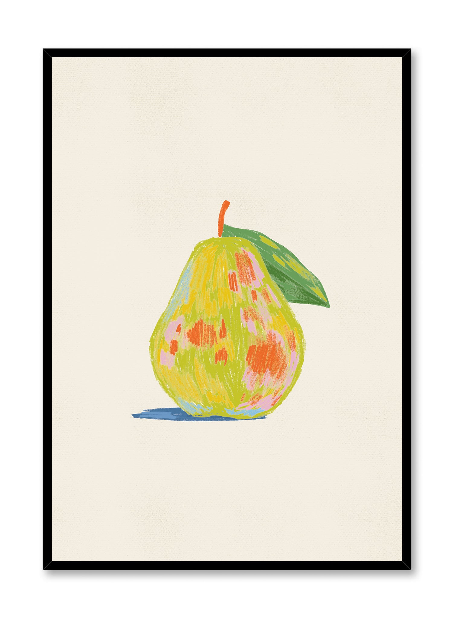 Pastel Pear Art Print - Vibrant Fruit Wall Decor for Kitchen, Dining Room & Office | Modern Home & Office Aesthetic