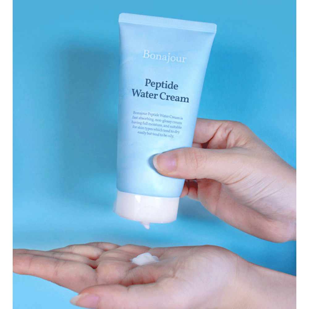BONAJOUR Peptide Water Cream 100ml - Hydrating Moisturizer for Dry & Sensitive Skin | Day & Night Face Cream for Glowing Complexion | Perfect for Daily Skincare Routine & Travel